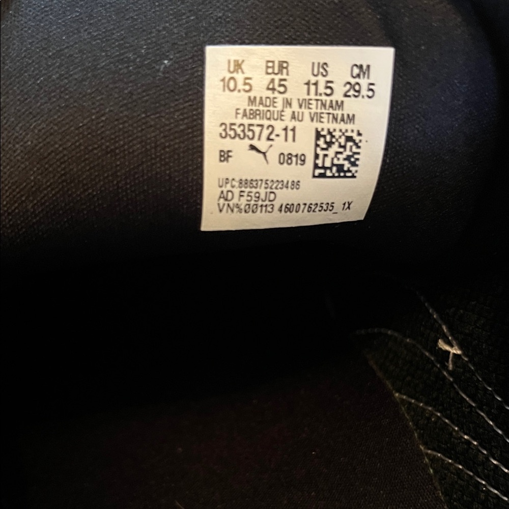 PUMA Men's Black and White Sneakers, Size 11.5, 11 1/2 - Like New!! - Picture 7 of 7